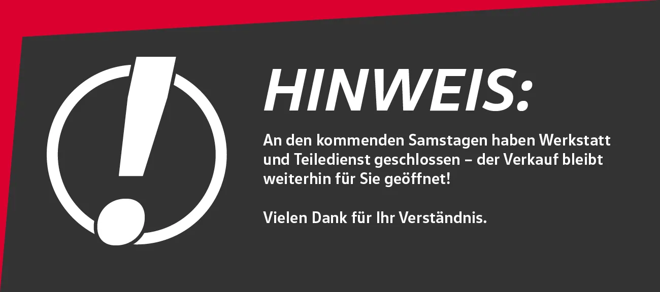 Werkstatt Teiledienst Samstags geschlossen