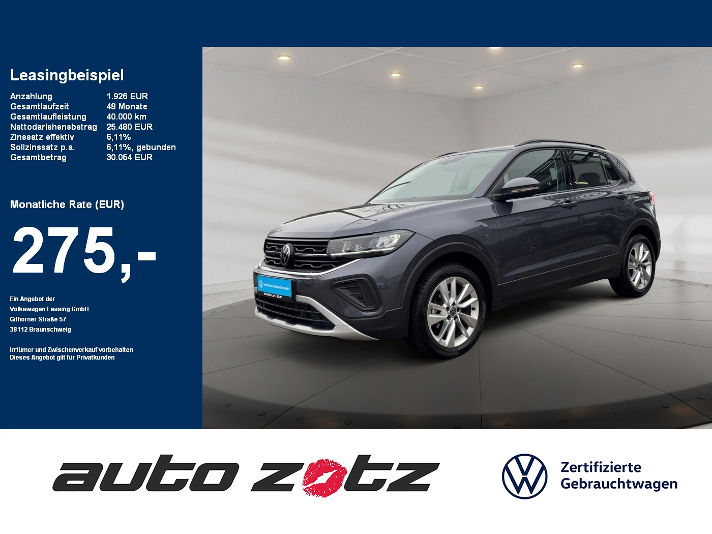 T-Cross Life 1.0 l TSI OPF 116 P) 7-Gang-DSG PDC